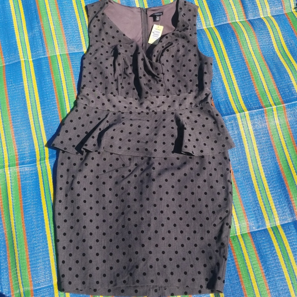 Grey and black polka dot dress